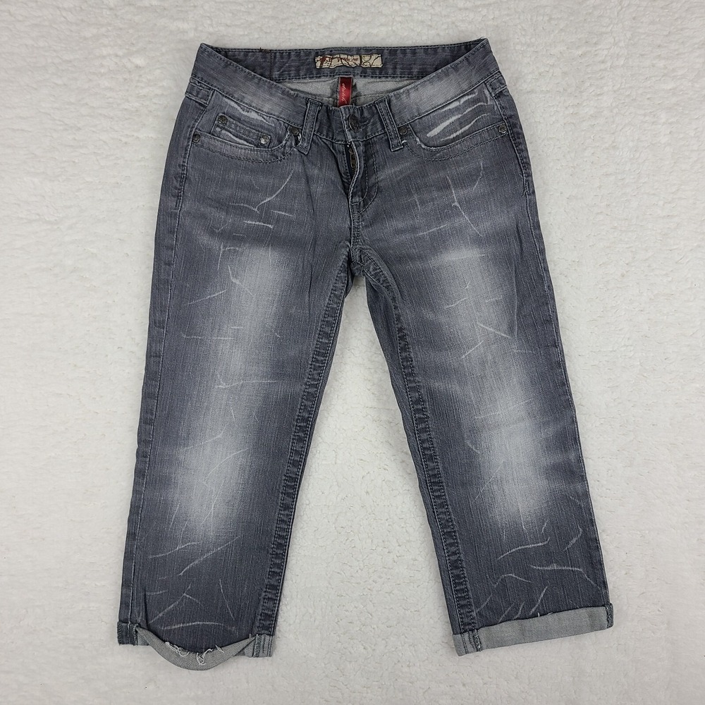 Buckle Jeans Womens 26 Gray Starlite Capri Cuffed Medium Wash BKE Denim
